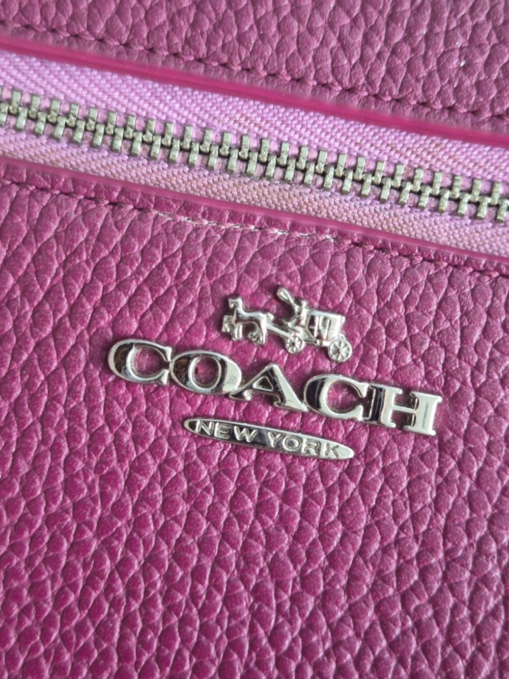 COACH Nolita Wristlet 24 in Purple Pink Colorblock Leather Purse Small Satchel - Picture 5 of 16